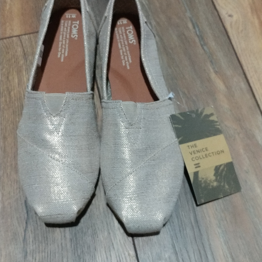 NEW Toms natural metallic burlap shoes Size 11